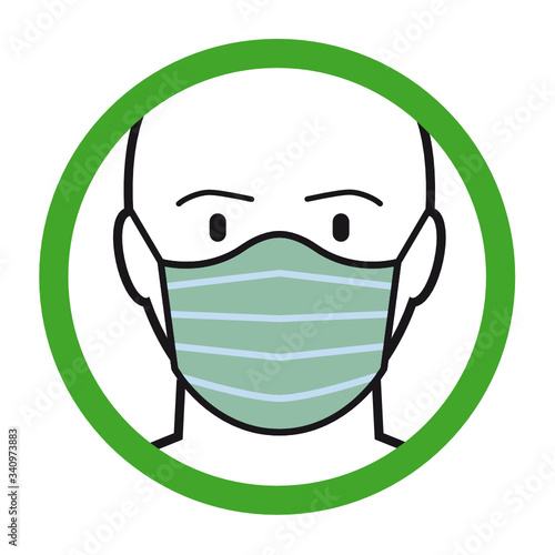 Mund- Nasenschutz, Masken-Gebot. Mundschutz-Pflicht ab 27. April. Vektor Illustration.