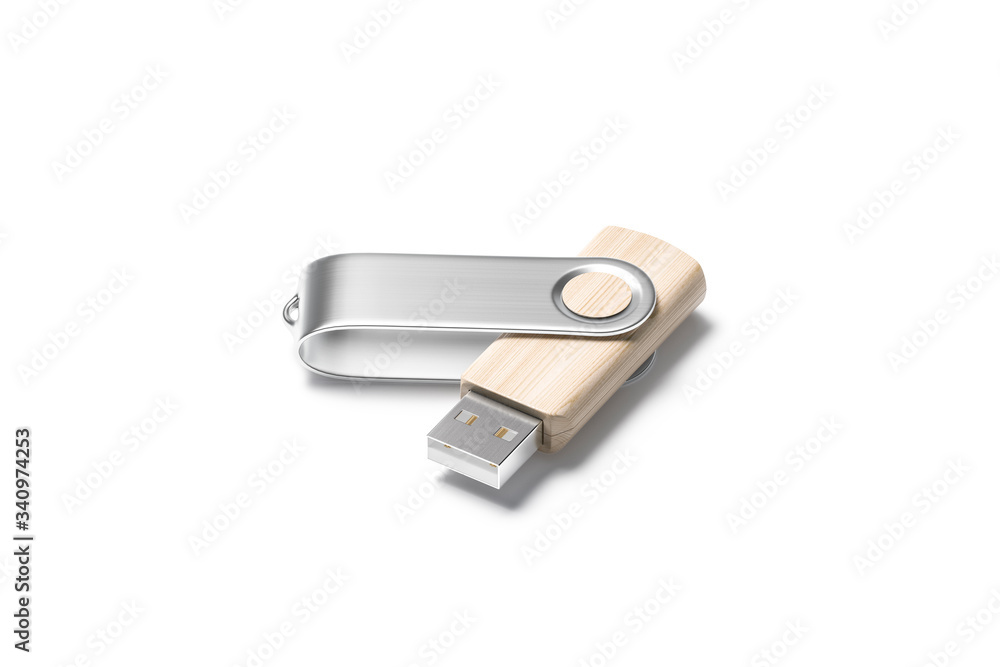 Blank wood opened usb stick with silver cap mockup Blank wood opened usb stick with silver cap mockup