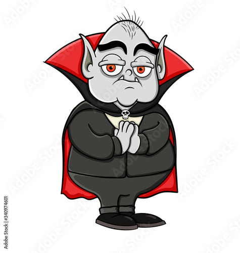 Cartoon fat and old vampire dracula. stock vector illustration. isolated on white background