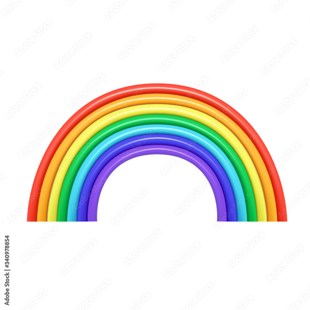 Multicolored Cartoon plastic rainbow on a white background. Vector icon Multicolored Cartoon plastic rainbow on a white background. Vector icon