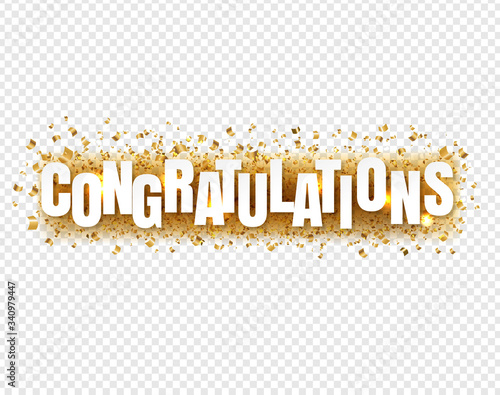 Congratulations Text With Confetti Transparent Background