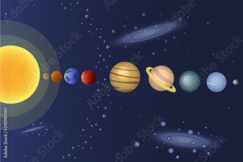 Fototapeta Naklejka Na Ścianę i Meble -  Vector illustration of our Solar System