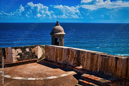 Castillo San Felipe del Morro El Morro Sentry Box, San Juan, Puerto Rico. Castillo San Felipe del Morro is designated as UNESCO World Heritage Site since 1983. photo