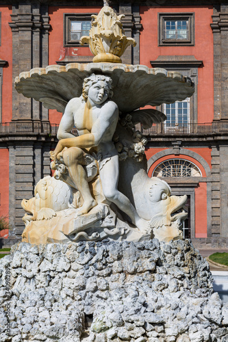 Naples (Italy) - The Royal Palace of Capodimonte and Belvedere Fountain