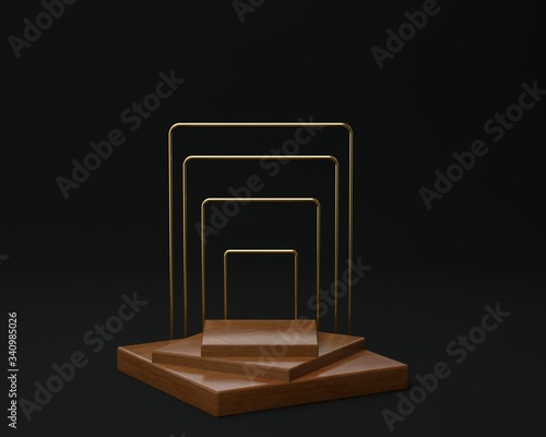 3d render of background with a pedestal and a showcase, abstract minimal concept, blank space, simple clean design, minimalist mockup © Chenyang