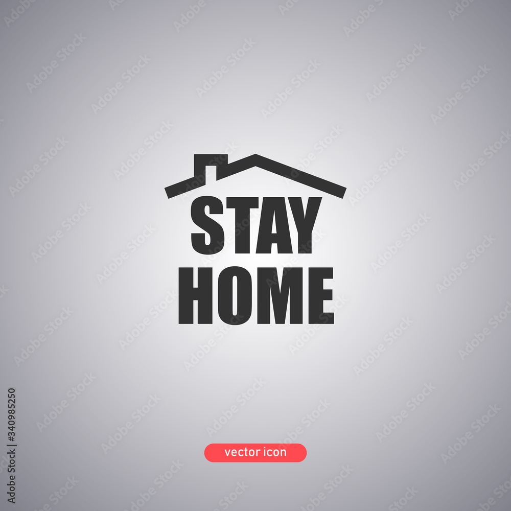 Stay home icon under house roof isolated on gray background. Stay home icon under house roof isolated on gray background.
