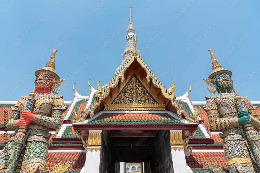 The Emerald Buddha Temple (Wat Phra Kaew) Located in the Grand Palace area Outer court East Sanam Luang Phra Borom Maha Ratchawang Subdistrict, Phra Nakhon District, Bangkok,Thailand The Emerald Buddha Temple (Wat Phra Kaew) Located in the Grand Palace area Outer court East Sanam Luang Phra Borom Maha Ratchawang Subdistrict, Phra Nakhon District, Bangkok,Thailand