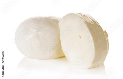 mozzarella cheese on a white isolated background