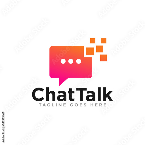 Chat Communication Logo Design Vector