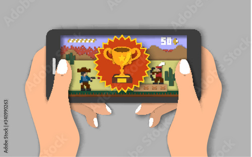 Mobile games, vector flat style design illustration