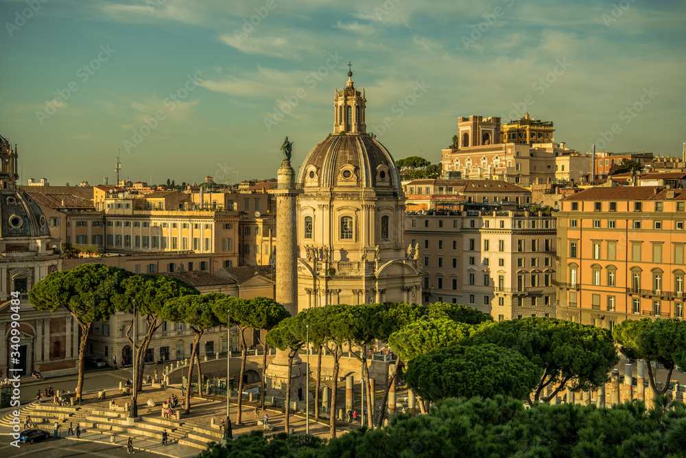 View Of City Of Rome With Historical Architecture.