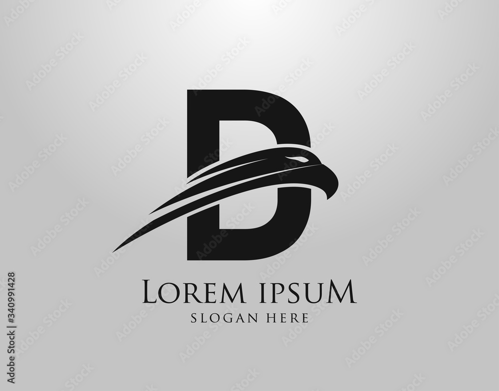 Initial D Letter Eagle Logo Icon with Creative Eagle Head Vector ...