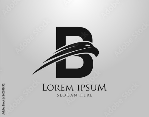 Initial B Letter Eagle Logo Icon with Creative Eagle Head Vector Illustration Design.