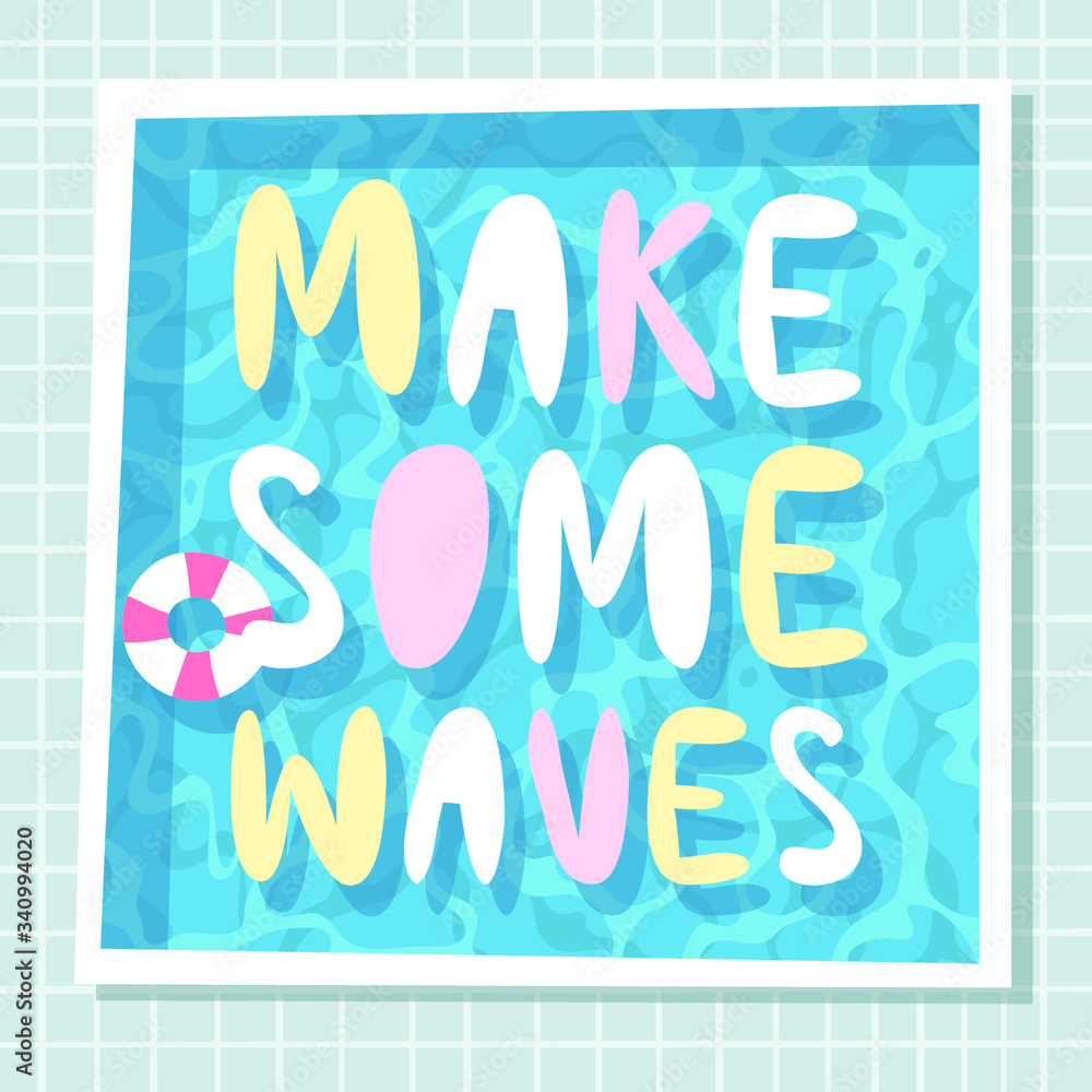 Hand drawn summer illustration luxury pool and text about Summer. Actual tropical vector background. Artistic cartoon drawing water texture. Creative Relax Vibes art work Hand drawn summer illustration luxury pool and text about Summer. Actual tropical vector background. Artistic cartoon drawing water texture. Creative Relax Vibes art work