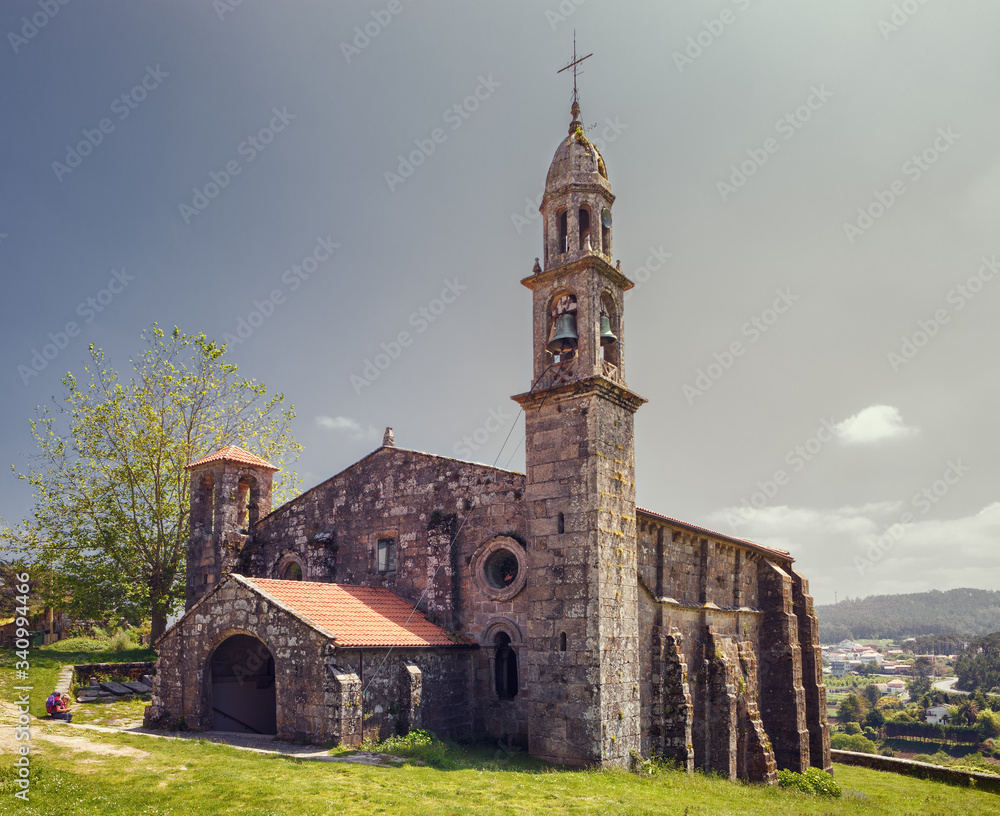 Church of San Xulian de Moraime,  romanesque style, on the Fisterra-Muxia Way of St. James, Galicia, Spain