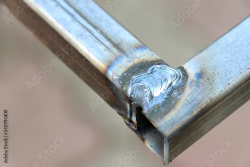 Weld seam. Metal profile. Welding seam. Welded joint. Welding work
