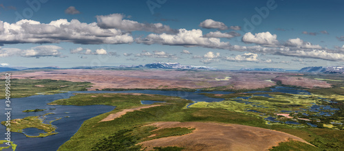 Panoramic view of Lake Myvatn, northern Iceland photo