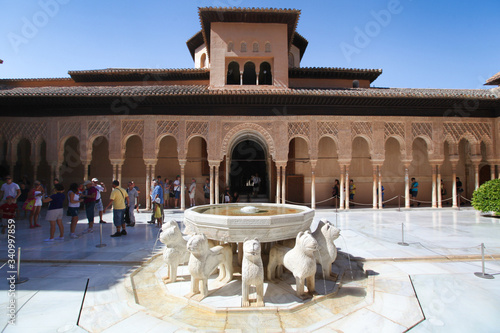 The Court of the Lions in the Alhambra, Granada, Spain