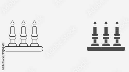 Candle outline and filled vector icon sign symbol