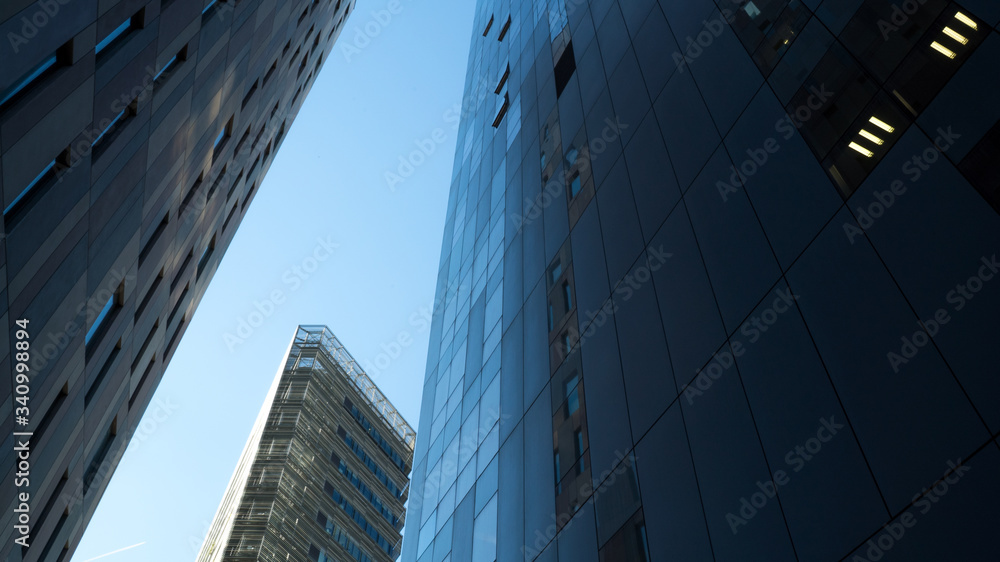 City scene. Facades of modern buildings. Facade textures.