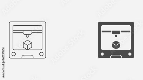 3d printer outline and filled vector icon sign symbol