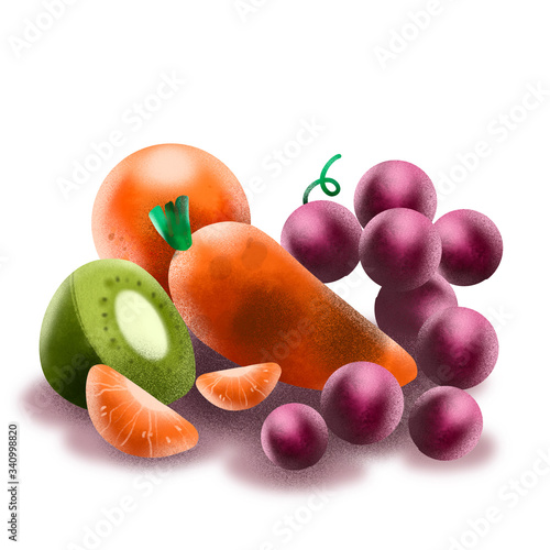 Beautiful and meaningful Mixed likes Kiwi  Orange  Carrot  grape fruit good for use as background or isolated graphic design element and also use in card design too  illustration design element