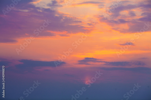 beautiful red-orange sunset on the sea, colorful sky and sea, magical landscape © rimmdream