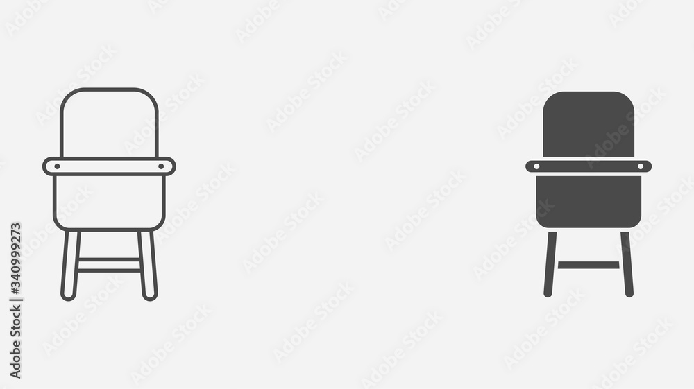 Baby chair outline and filled vector icon sign symbol Baby chair outline and filled vector icon sign symbol