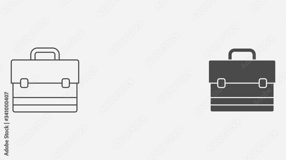 Briefcase outline and filled vector icon sign symbol Briefcase outline and filled vector icon sign symbol