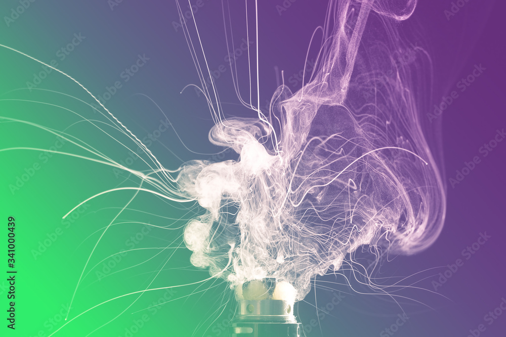 Fototapeta Electronic Cigarette vape explosion. cloud of vapor