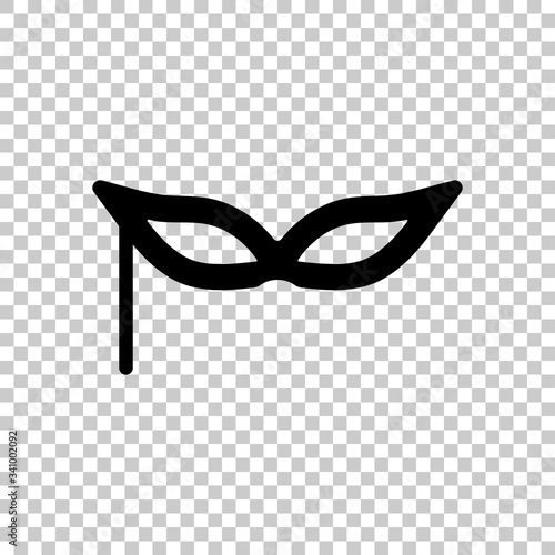 Carnival mask, incognito at the masquerade. Black symbol on transparent background