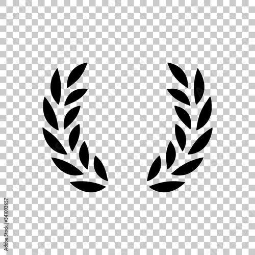 Laurel wreath, champion olive. Black symbol on transparent background