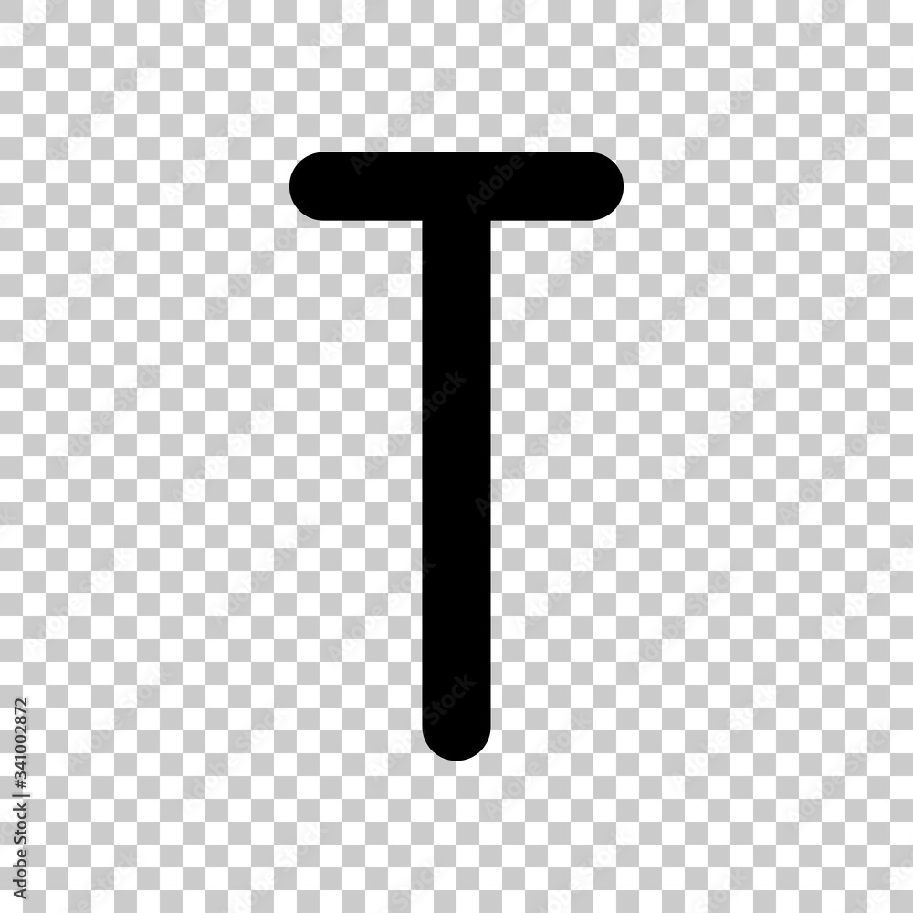 Letter T of alphabet, isolated outline symbol. Black symbol on transparent background Letter T of alphabet, isolated outline symbol. Black symbol on transparent background