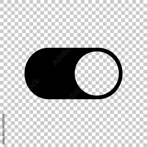 switch on, app slider. Black symbol on transparent background