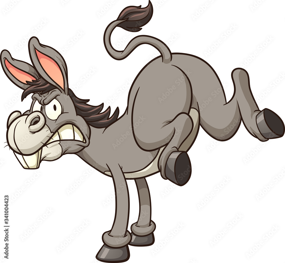 Angry donkey kick. Vector clip art illustration with simple gradients ...