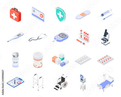 Set of isolated medical icons on a white background. Can be used for infographics, internet sites, web banners.