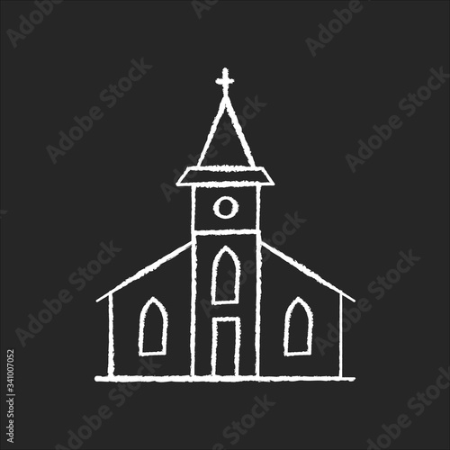 Catholic church chalk white icon on black background
