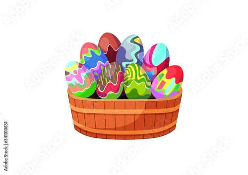 easter egg in the basket design colorful on white background illustration vector