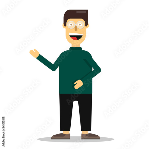 Man in glasses and green golf vector graphics.