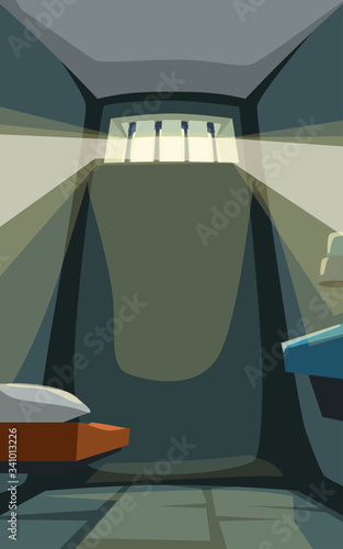 prison cell with sun light