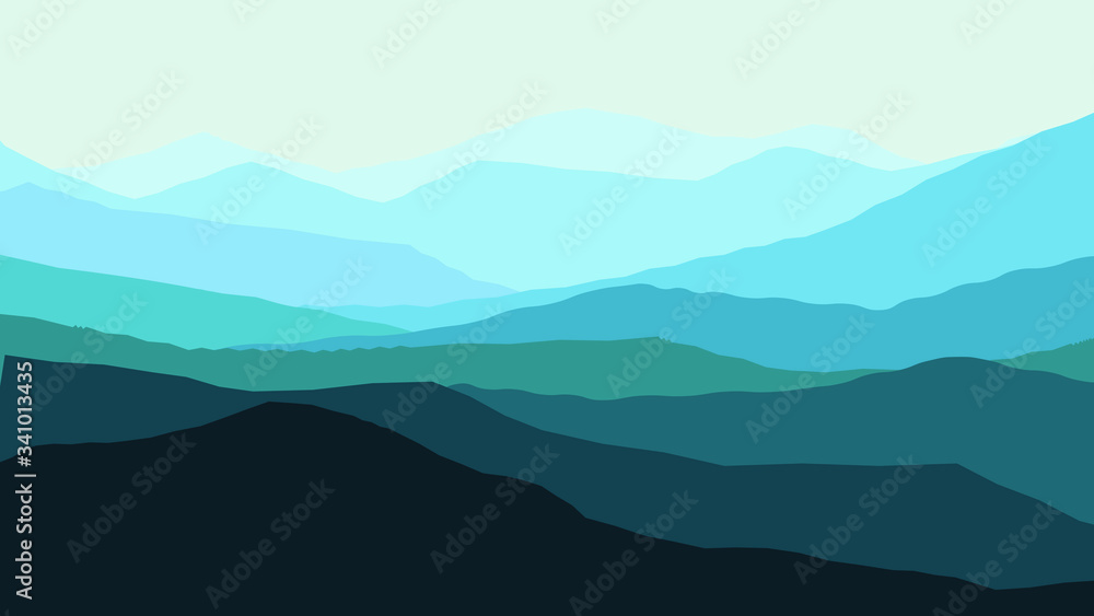 Horizontal vector illustration of mountains ridges.