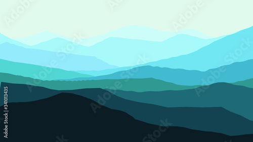 Horizontal vector illustration of mountains ridges.