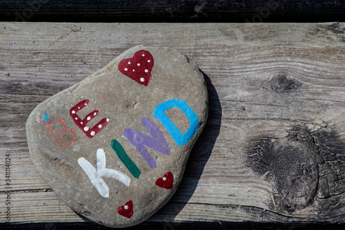 Be kind words painted on a rock  © Lynda