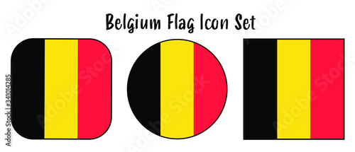 Belgium Flag Button set - rounded, circle, and square for European push button concepts.