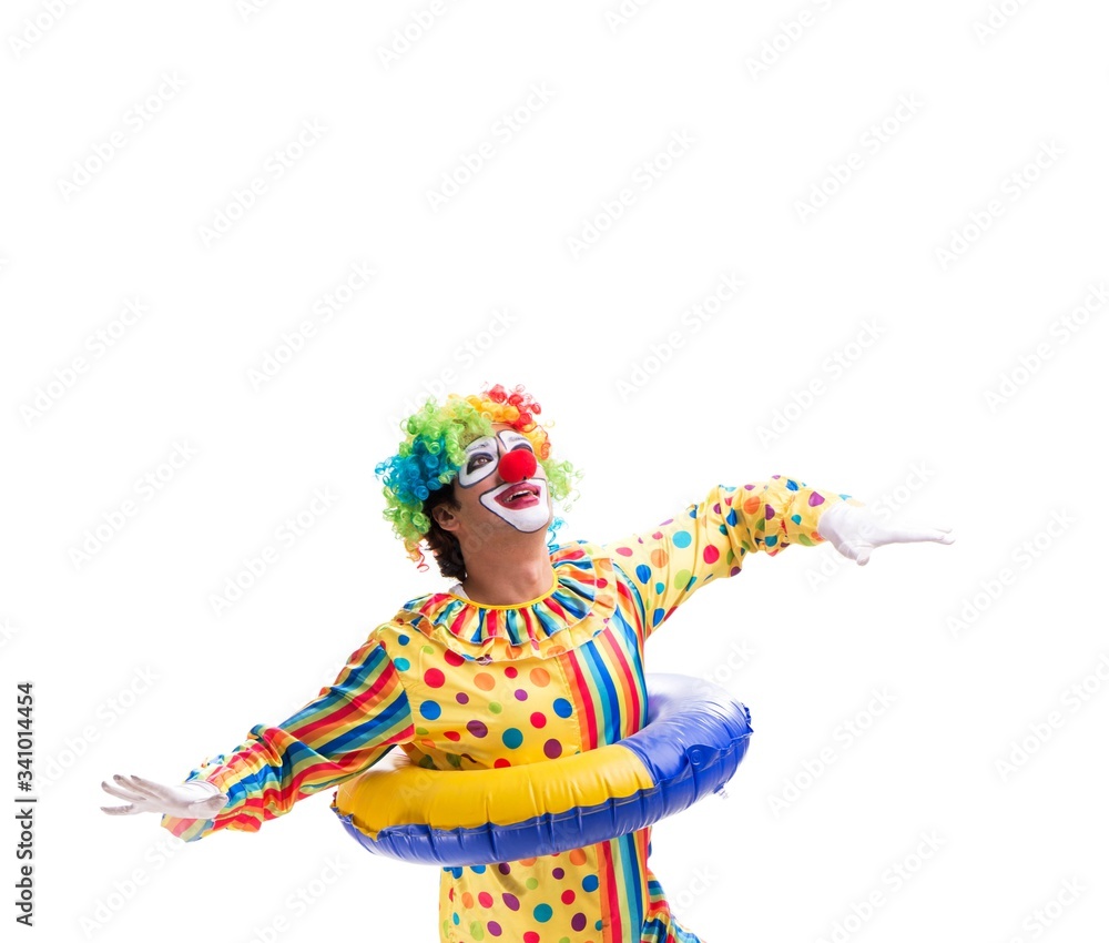 Funny clown isolated on white background