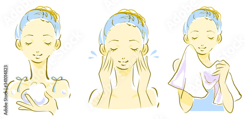 女性　洗顔　ナチュラル