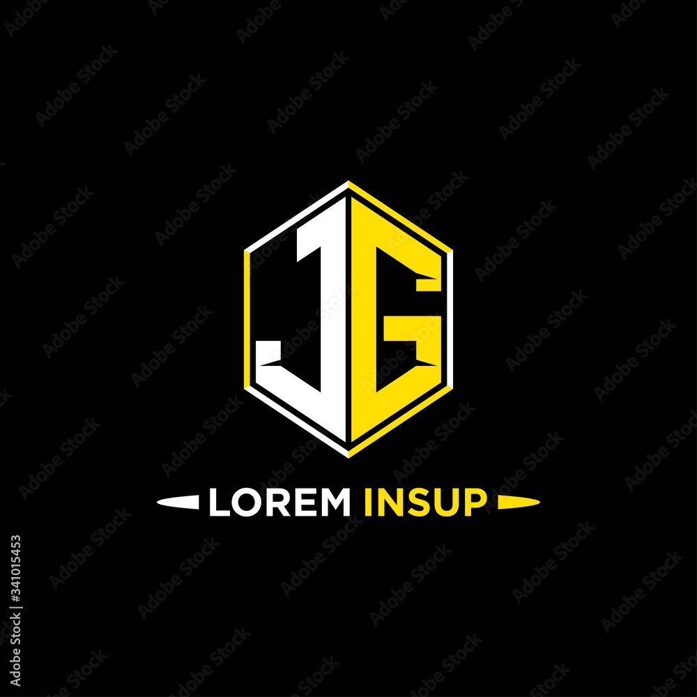 JG initial hexagon logo monogram designs modern templates . Stock ...