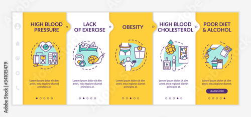 Cardiovascular disease causes onboarding vector template