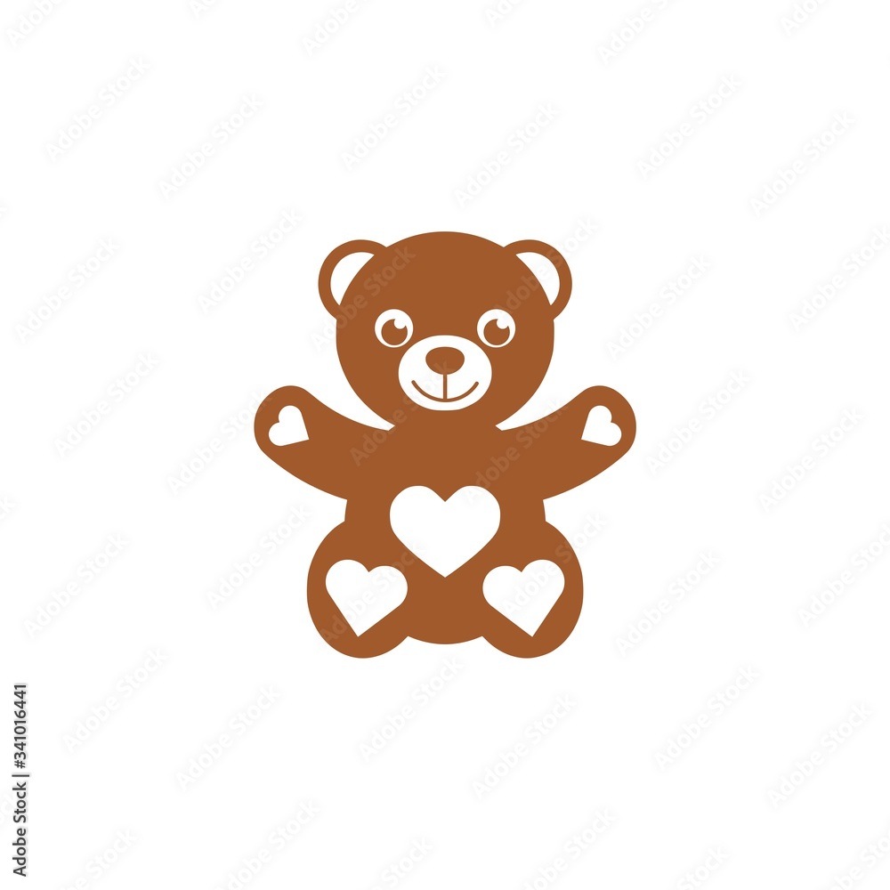 Teddy Bear with hearts icon flat style illustration for web Teddy Bear with hearts icon flat style illustration for web