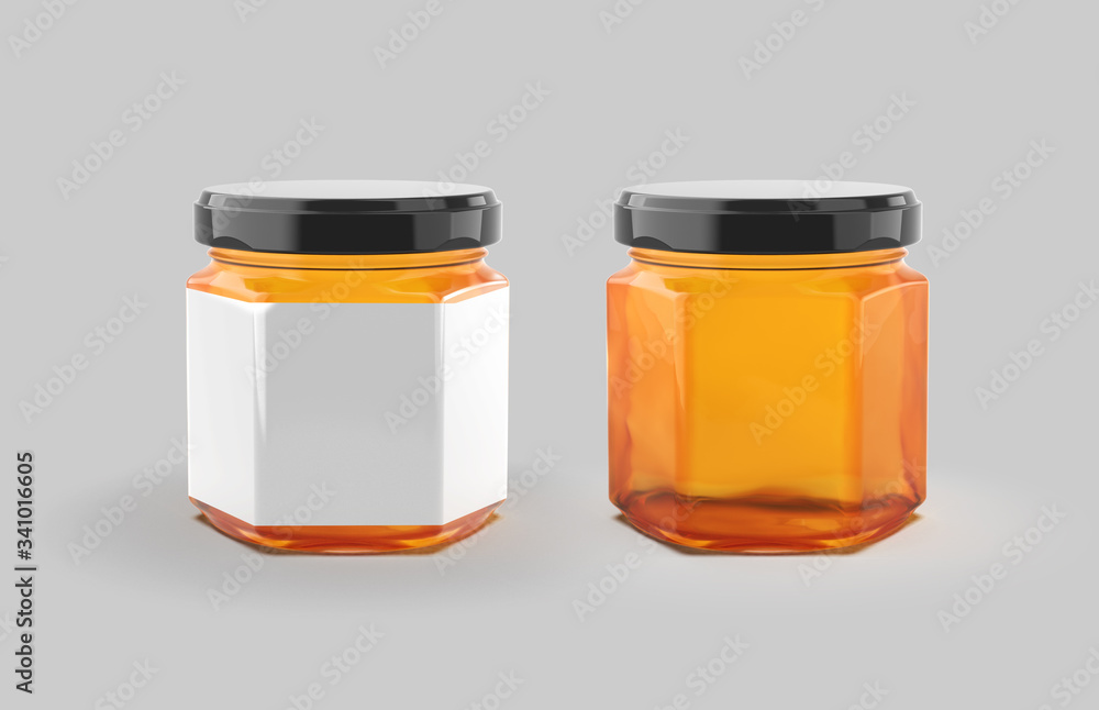 Glass honey jar label mockup Glass honey jar label mockup
